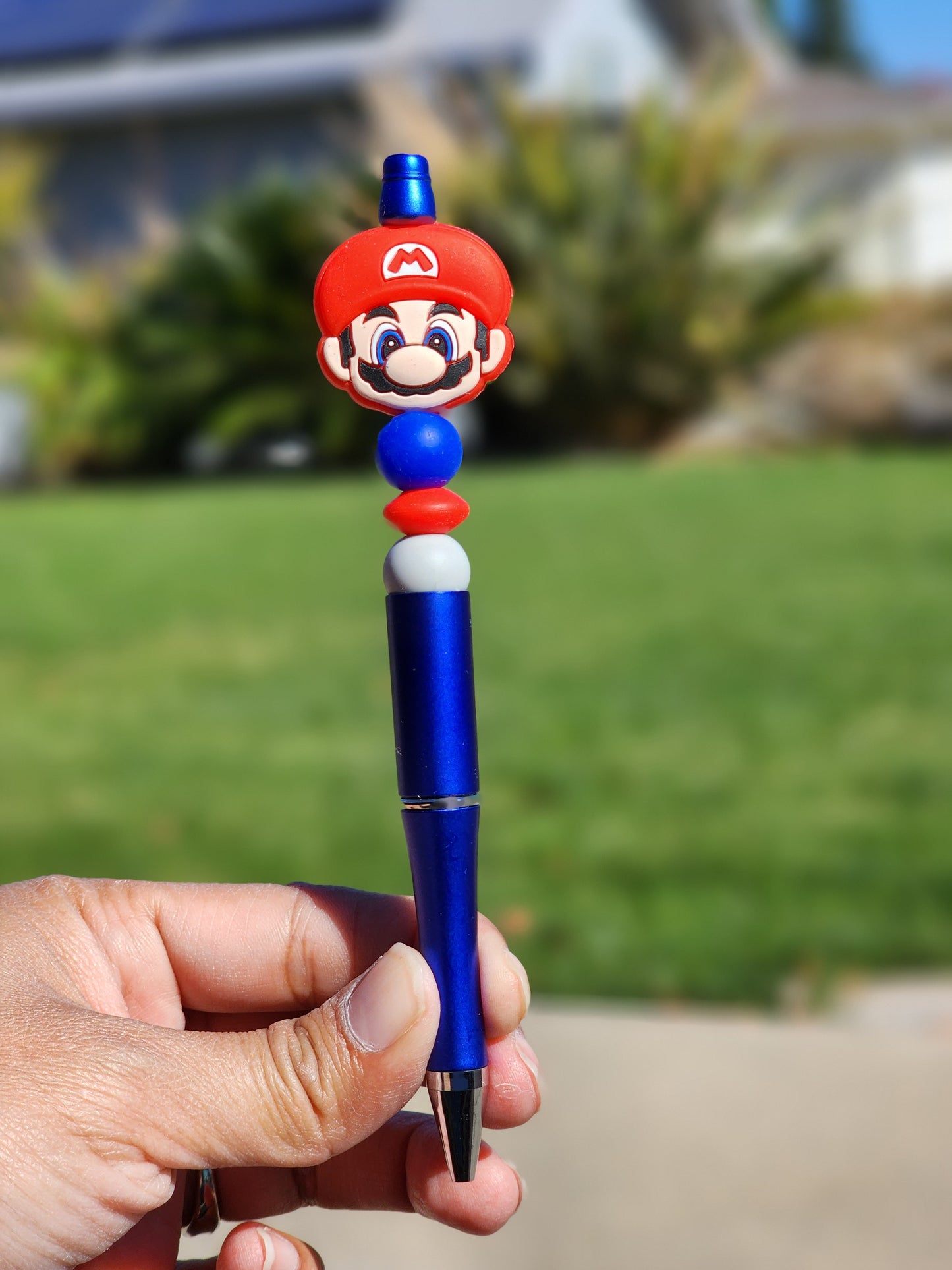 Custom Made M ar io Video Game Character Beaded Writing Pen - ONLY 1 Available