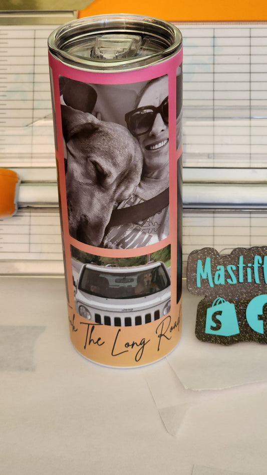 "We Took The Long Road Home" Custom Photo Collage on 20 oz Skinny Tumbler - For Angie M. ONLY