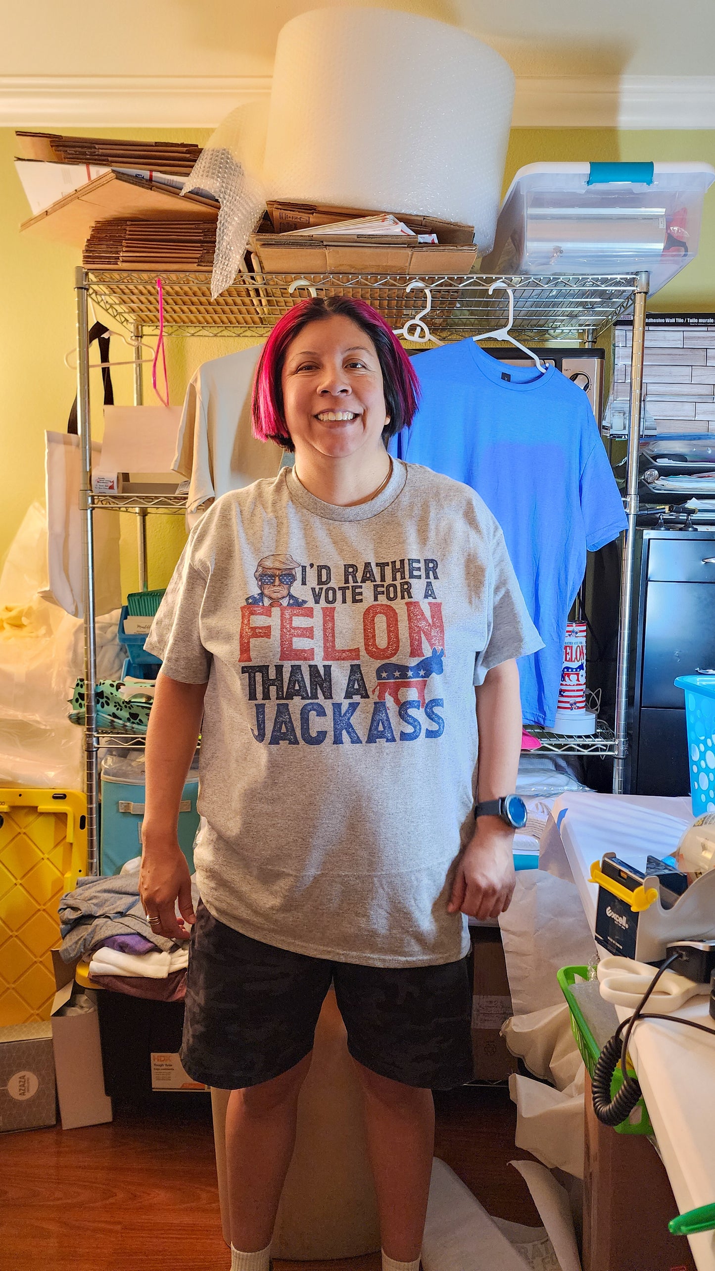 I'd Rather Vote For A Felon Than JA Bundle - 1 Unisex Short Sleeve Shirt 1 20 ounce tumbler 1 sticker