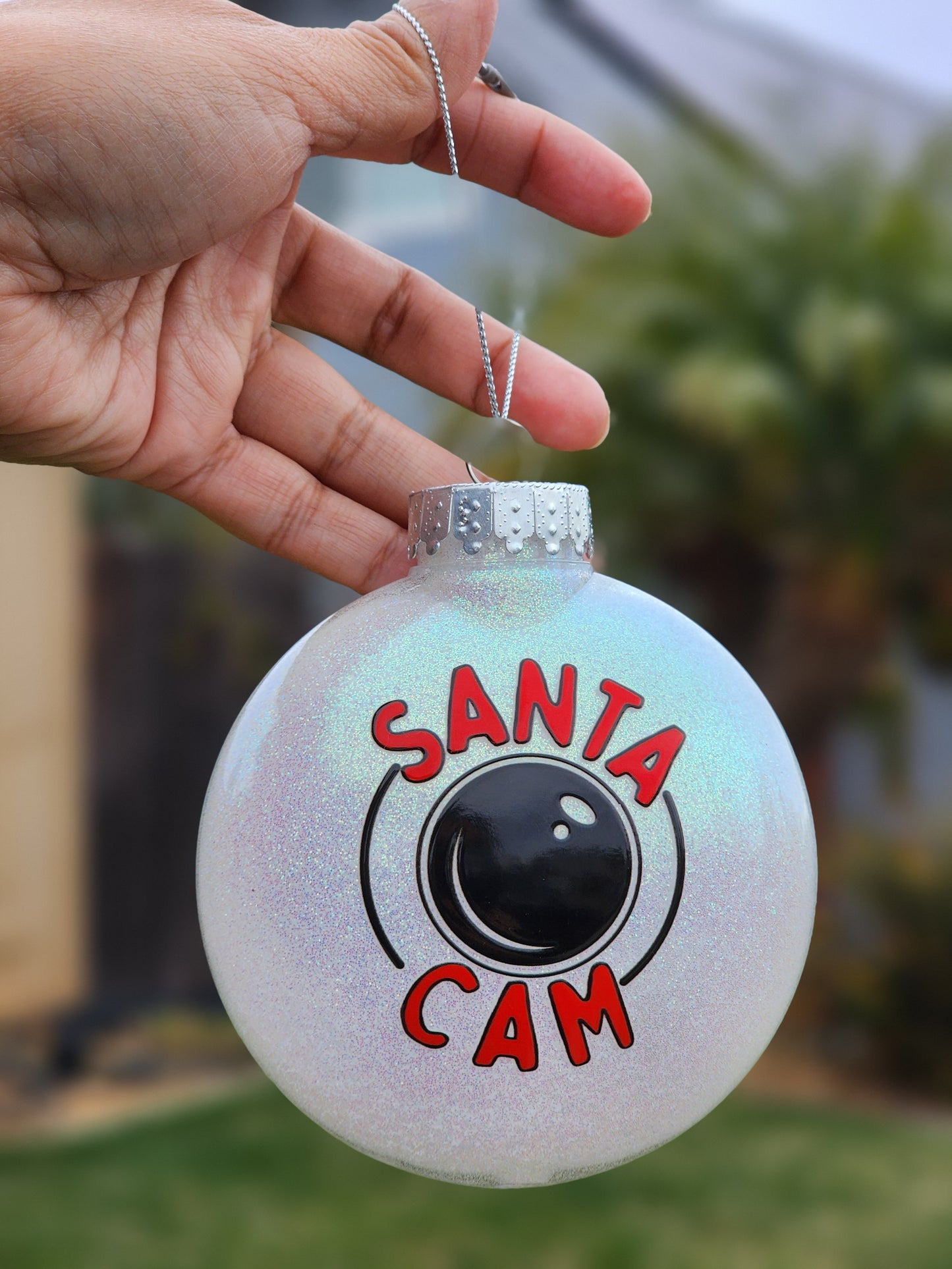 Double Sided UVDTF Santa Cam Flat Style Christmas Glitter Ornament