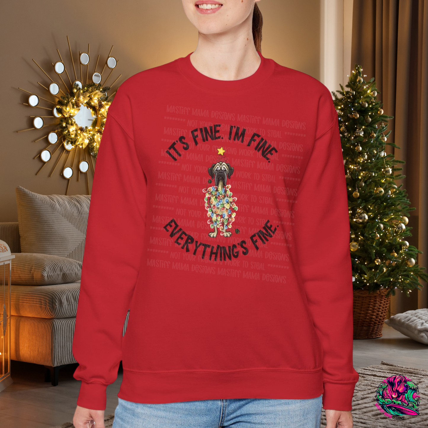 DTG Flat Frankie “It’s Fine I’m Fine Everything’s Fine” Chaotic Christmas Sweatshirt - Use Drop Down Box for Color Options