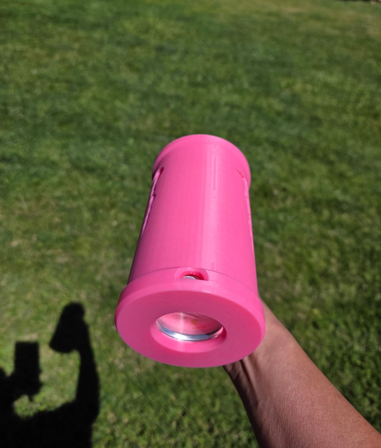 3D Printed Energy Drink Can Holder with Handle – Reusable Pink 16 oz Can Sleeve - Sized for Specific Brand M.- see description