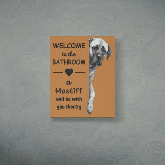 canvas print english mastiff welcome to the bathroom funny wall art