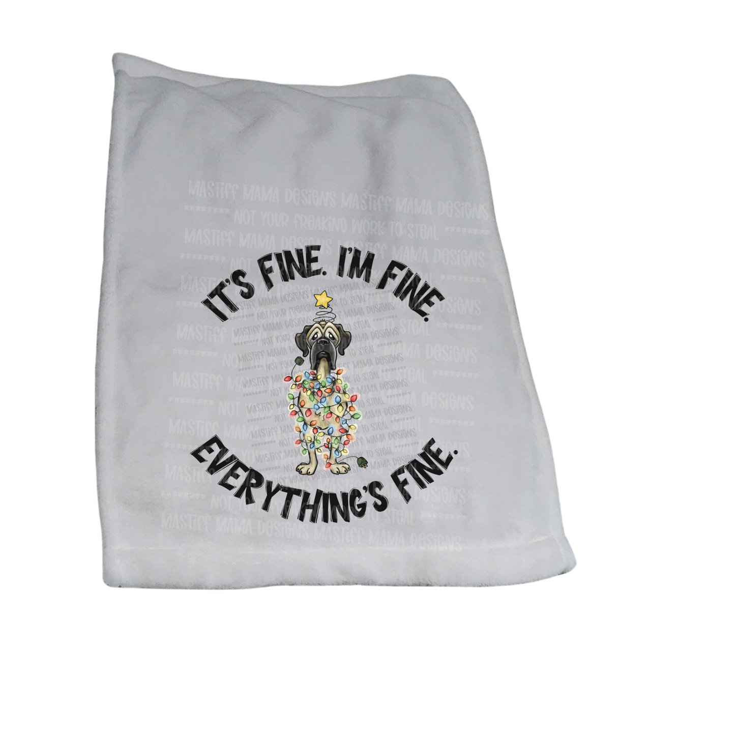 Flat Frankie It's Fine Tangled Christmas Lights Kitchen Towels / Drool Rags - 2 Size Options And 1 or 3 Pack Options