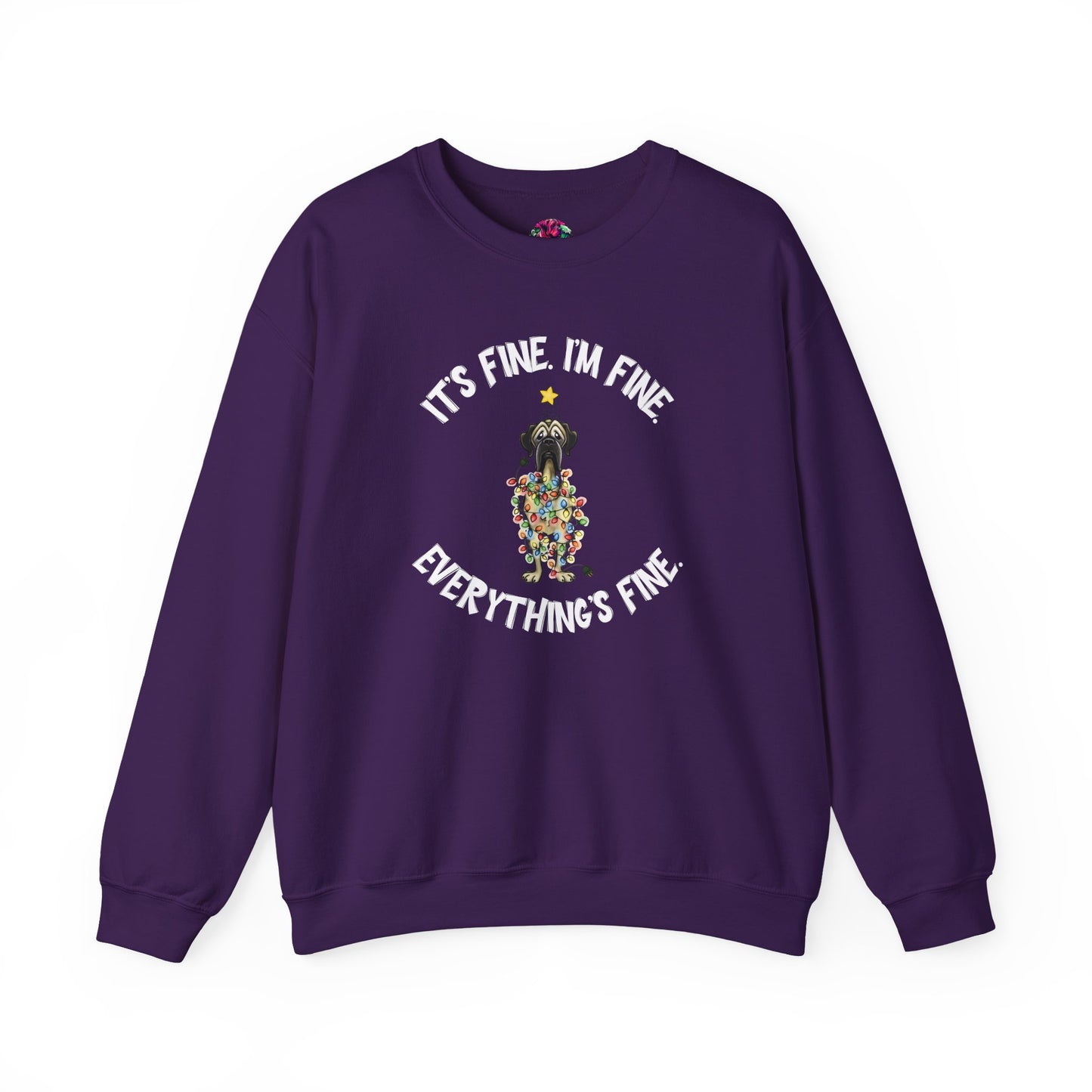 DTG Flat Frankie “It’s Fine I’m Fine Everything’s Fine” Chaotic Christmas Sweatshirt - Use Drop Down Box for Color Options