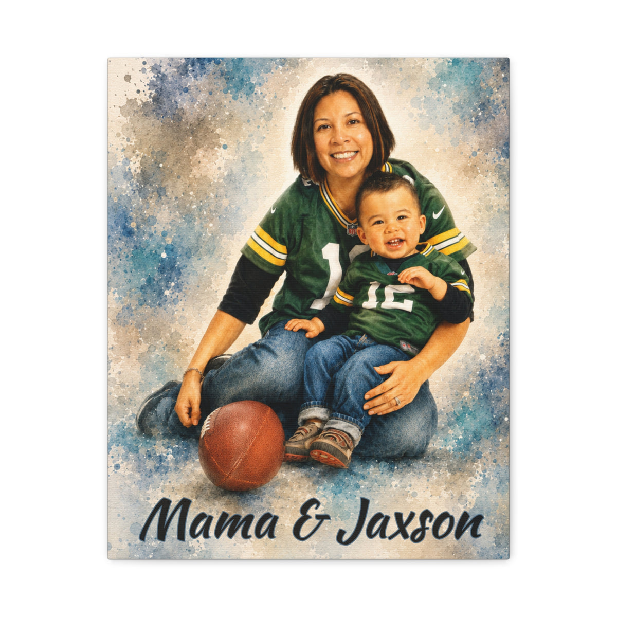 Custom Watercolor Family Photo Wrapped Canvas – Personalized People & Family Wall Art