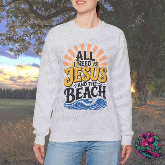 All I Need Is Jesus And The Beach Crewneck Sweatshirt - Custom Listing for Tracie V.