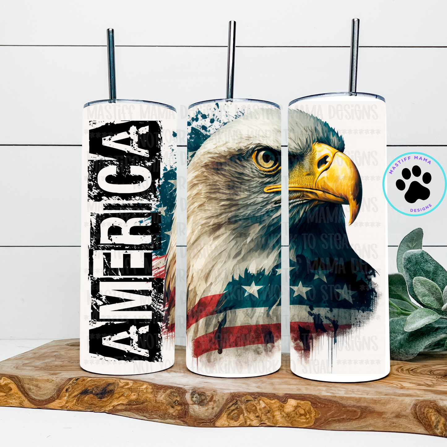 American Eagle Flag Coloring 20 oz Skinny Tumbler