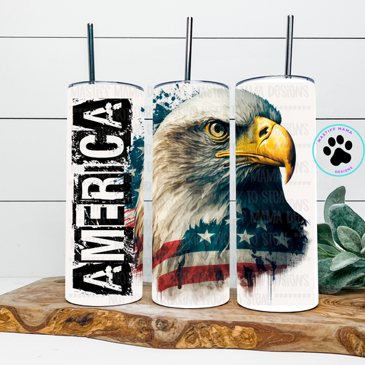 American Eagle Flag Coloring 20 oz Skinny Tumbler