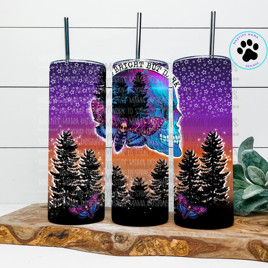 Bright But Dark Skull Moth Forest 20 oz Skinny Tumbler