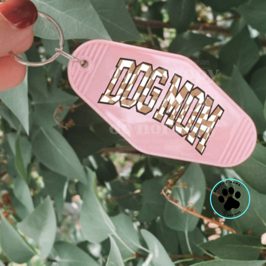Dog Mom Checkered Motel Keychain - Limited Quantities