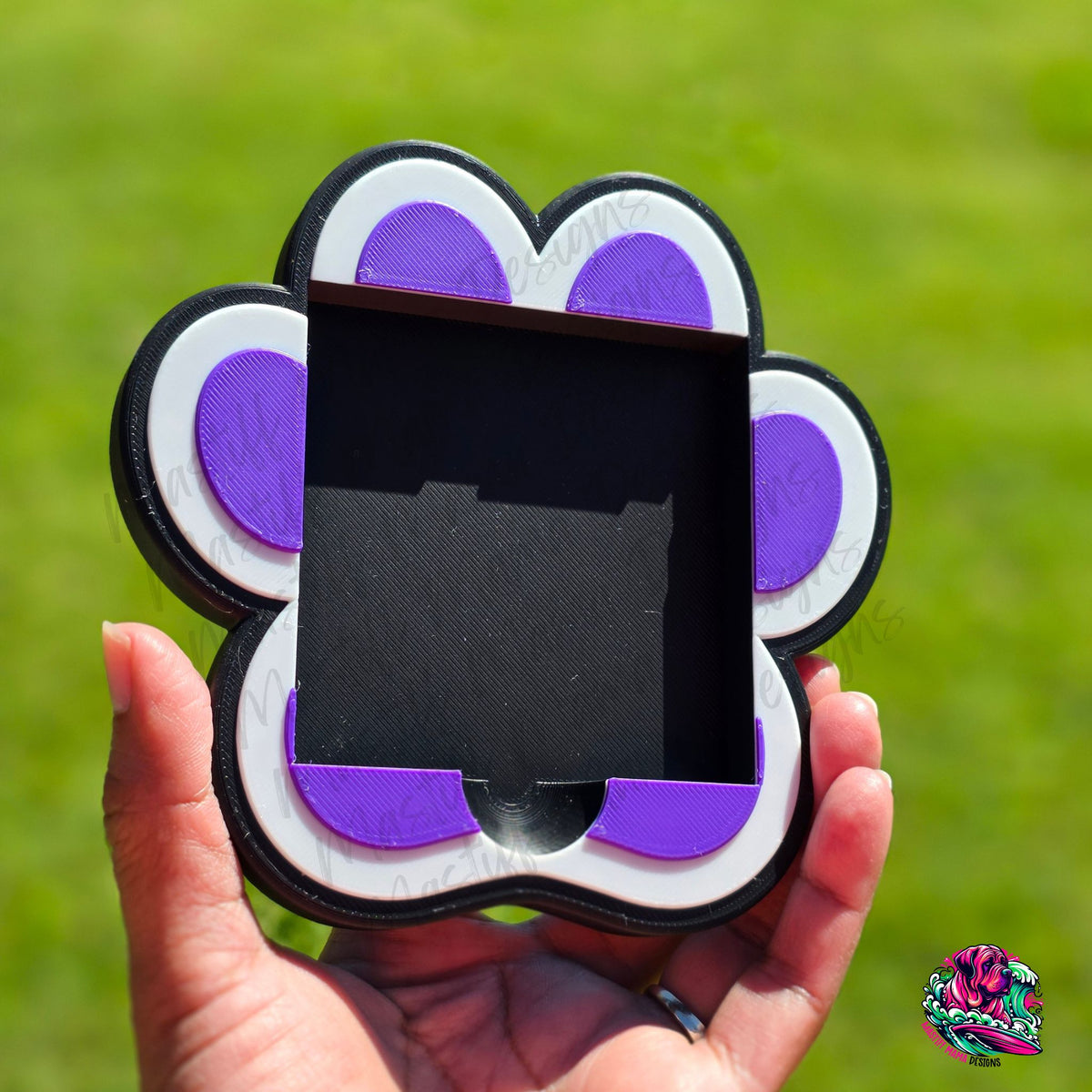 3D Printed Paw Print Desk Set, Phone Stand, Sticky Note Holder and Paper Clips - 5 Color Options