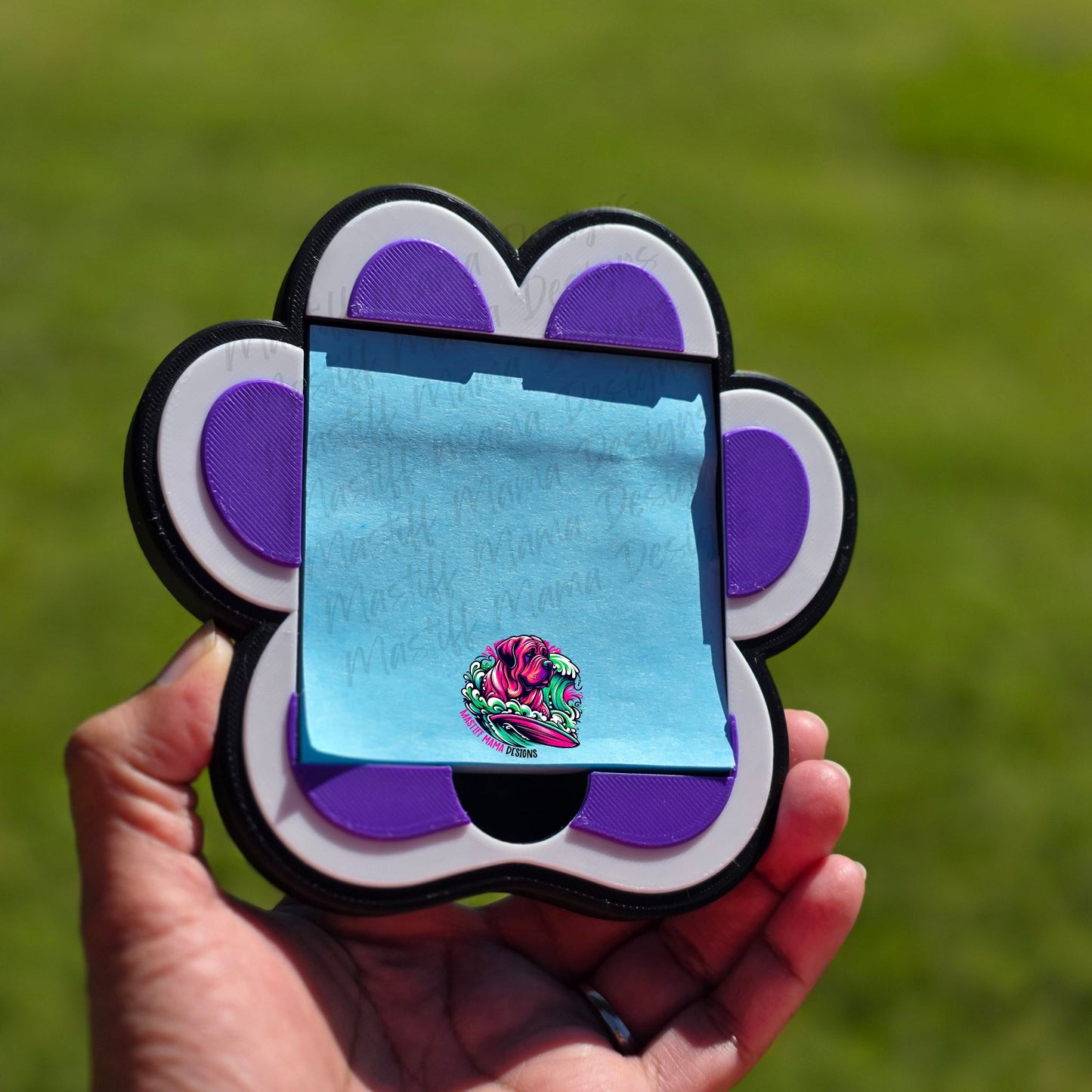 3D Printed Paw Print Desk Set, Phone Stand, Sticky Note Holder and Paper Clips - 5 Color Options
