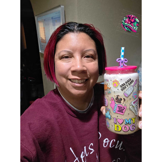Dog Lovers Quote Full Wrap Clear 16 oz Glass Can - Use Drop Down Box To Select Style