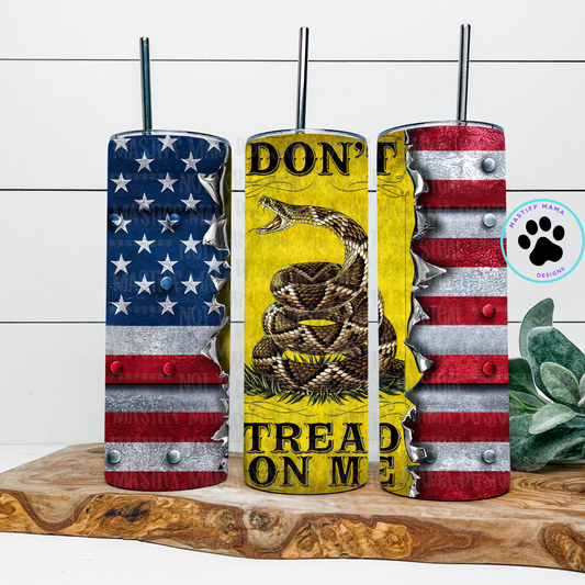 Don't Tread On Me Flag 20 oz Skinny Tumbler