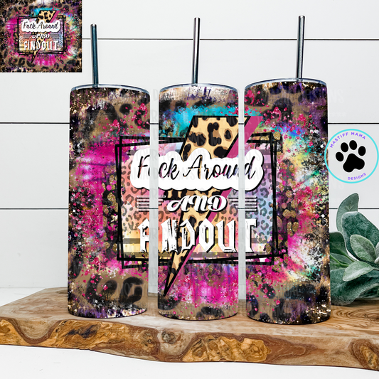FAFO Cheetah Lightning Bolt 20 oz Skinny Tumbler