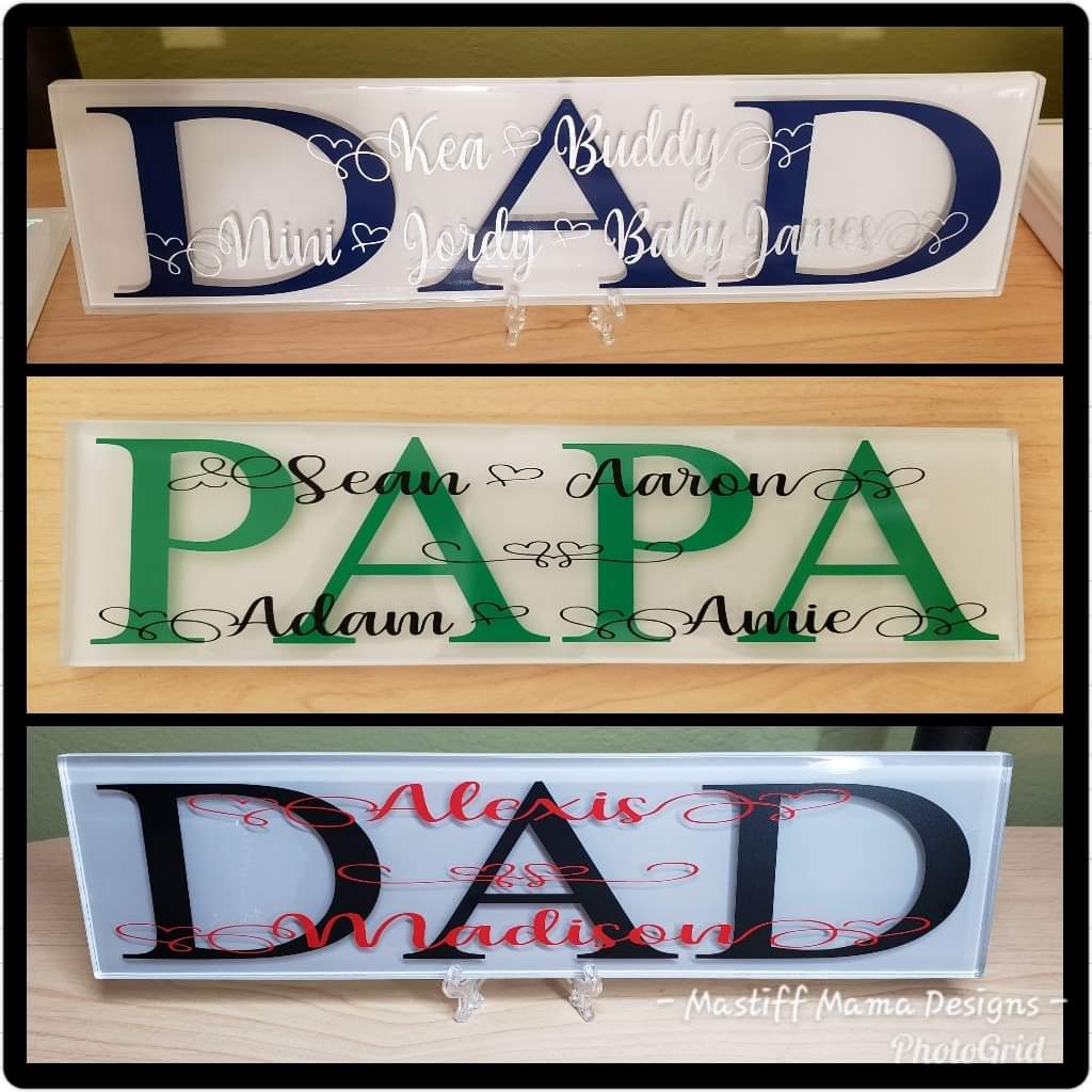 Personalized Glass Tiles for Dad Papa Grandparent Pet Parent