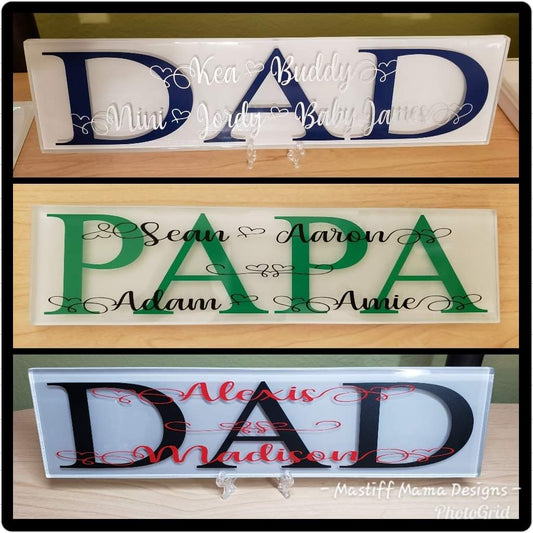 Personalized Glass Tiles for Dad Papa Grandparent Pet Parent