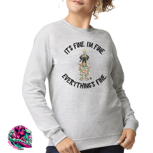SUBLIMATION I'm Fine Everything's Fine Flat Frankie Christmas Lights Tangled Sweatshirt - 3 Color Options Use Drop Down Menu VINTAGE