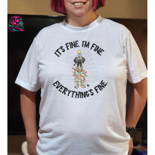 SUBLIMATION I'm Fine Flat Frankie Tangled Christmas Lights Unisex Short Sleeve Shirt - 3 color options VINTAGE