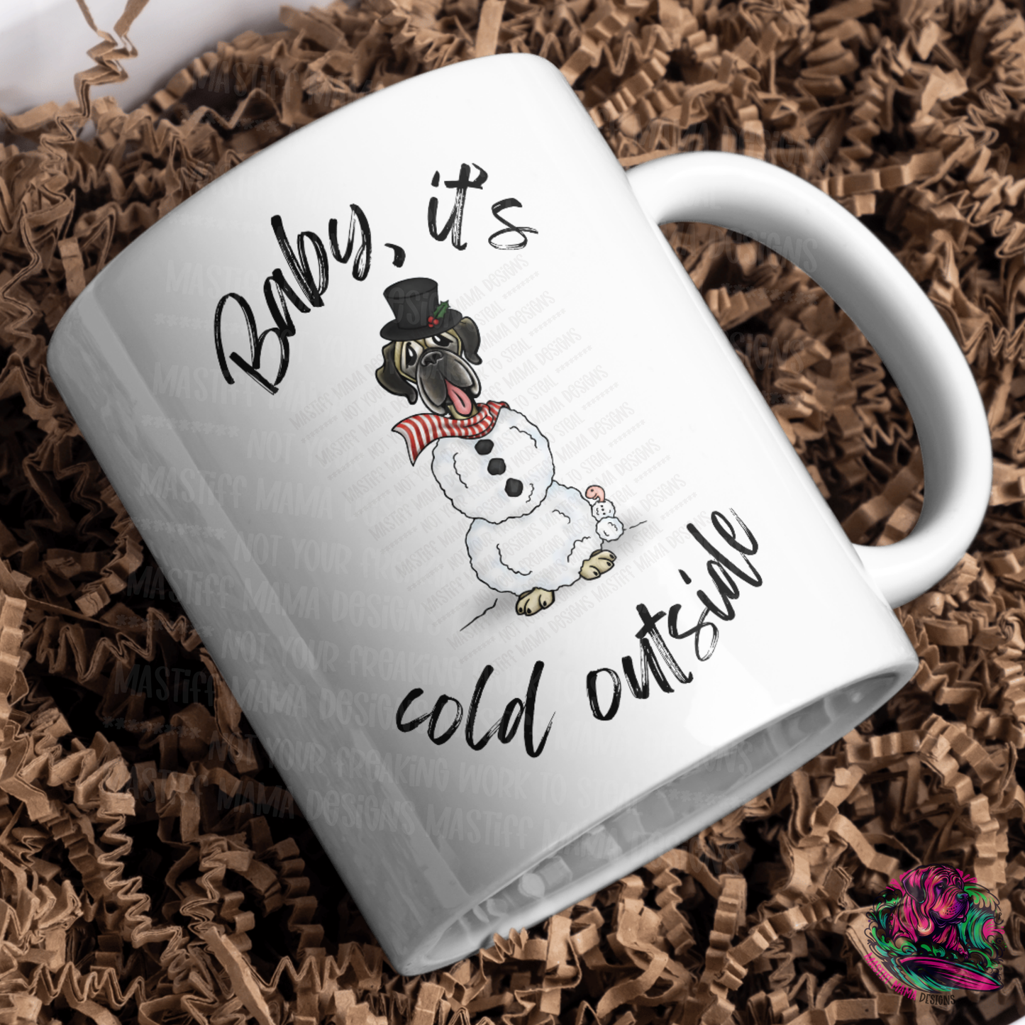 Baby It's Cold Outside Flat Frankie And Ernie The Wormie on 15 oz White Mug