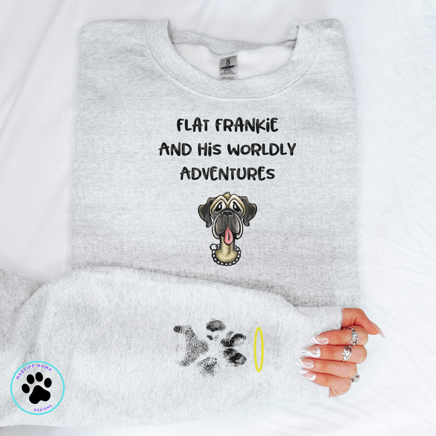 Flat Frankie Unisex Crewneck Sweatshirt With Actual Frank Paw Print - 2 color options VINTAGE