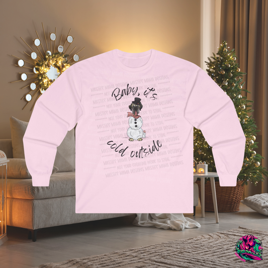 DTG Flat Frankie & Ernie the Wormie Holiday Unisex Long Sleeve Shirt "Baby, It's Cold Outside"