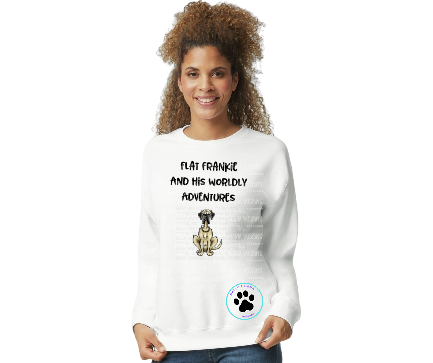 Flat Frankie Unisex Crewneck Sweatshirt With Actual Frank Paw Print - 2 color options VINTAGE