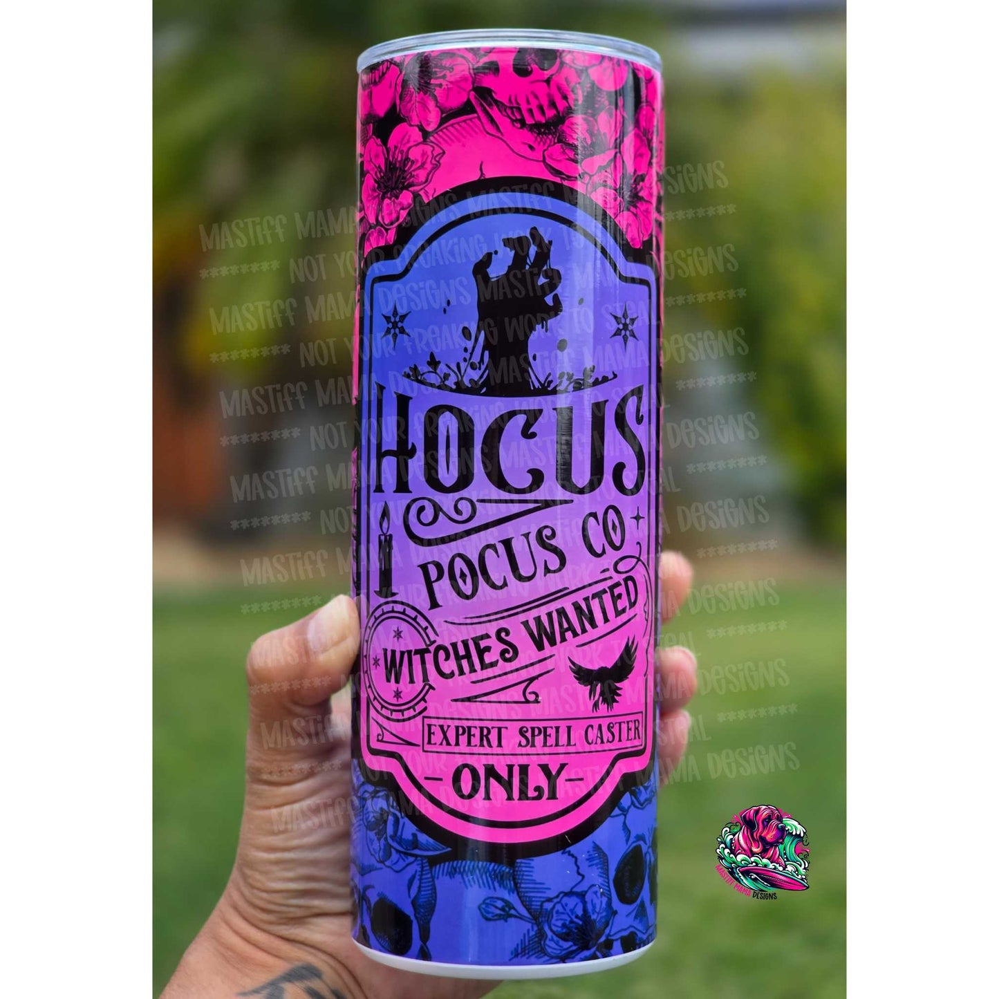 Hocus P. Witches Wanted Skellie 20 oz Skinny Tumbler