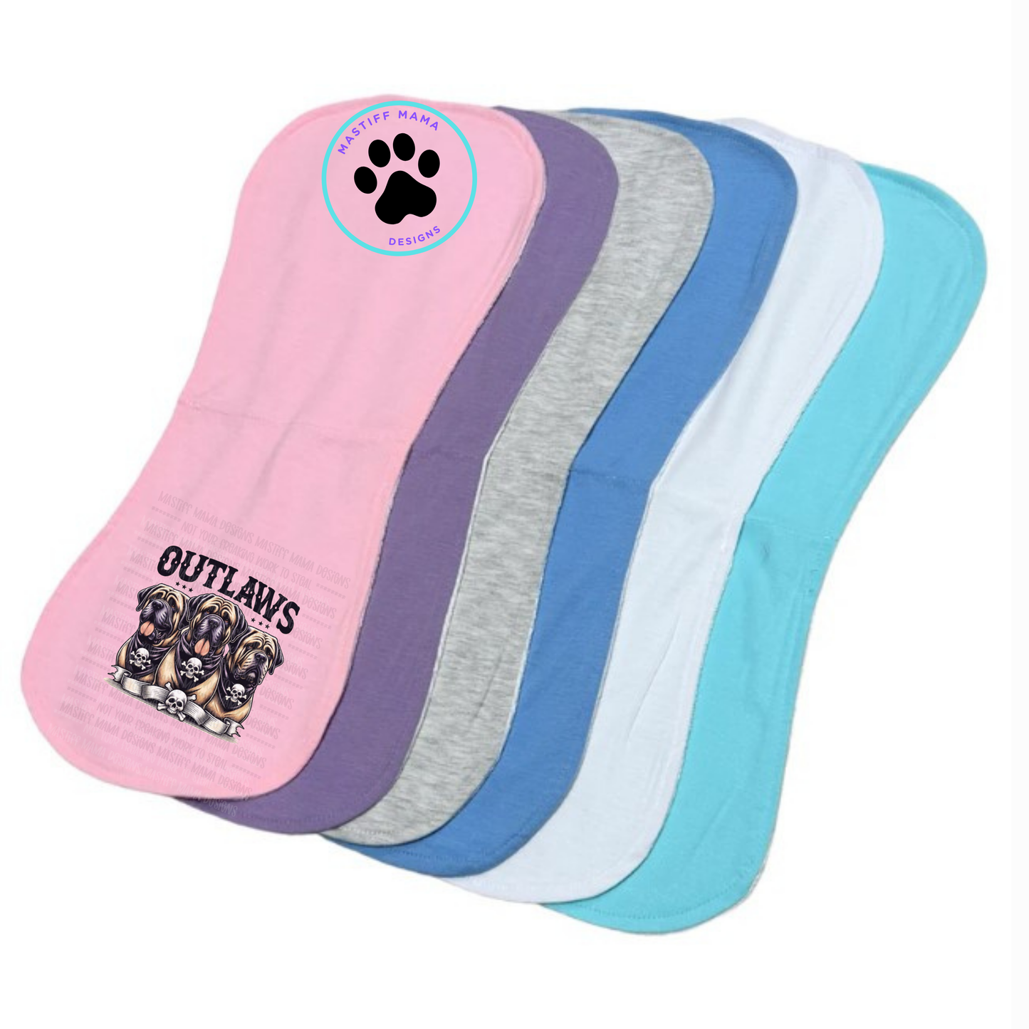 Mastiff Lovers Outlaws Burp Cloth - 6 Color Options