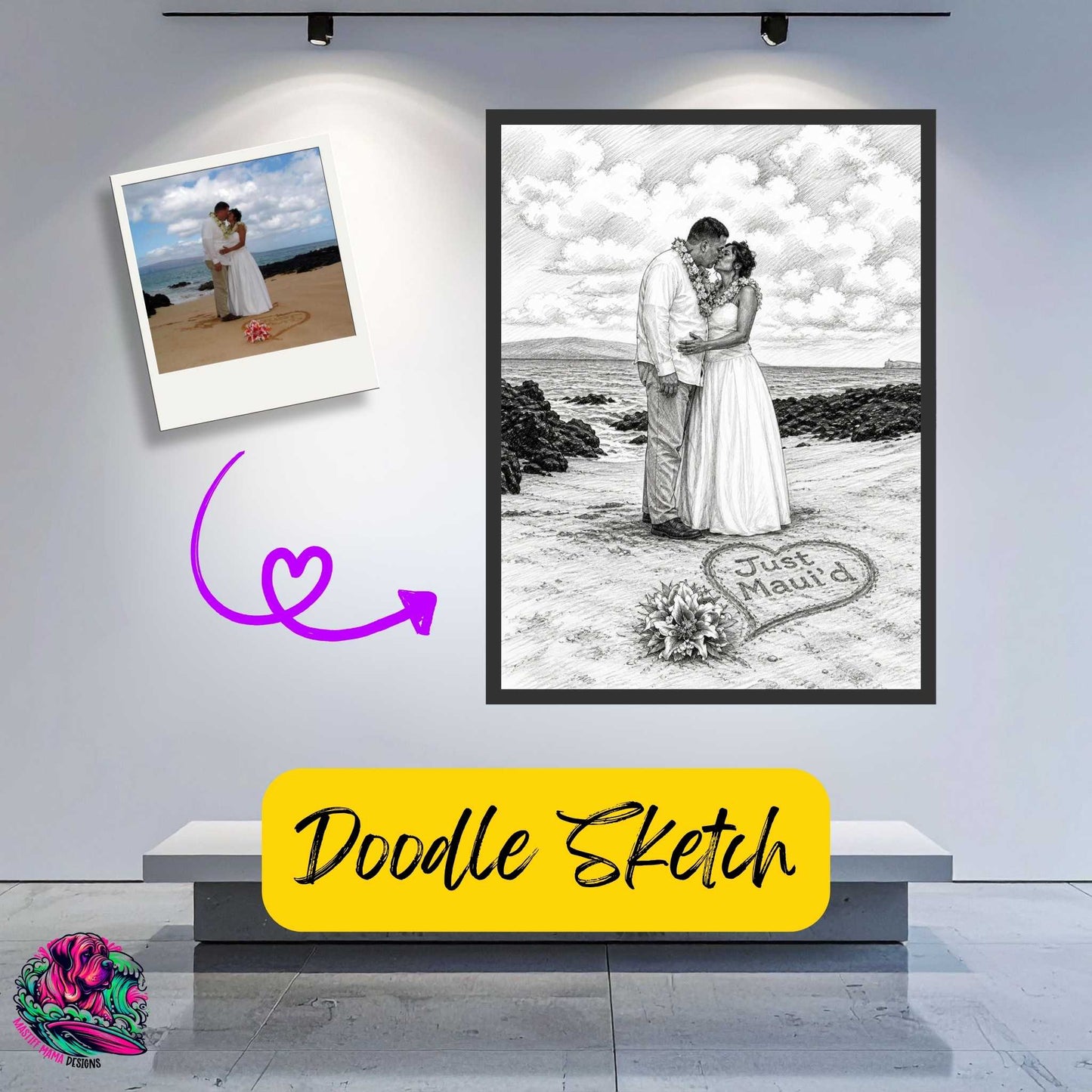 Custom Digital Art Portrait File - Watercolor, Caricature, Doodle Sketch or Memorial Style Personalized Photo Art