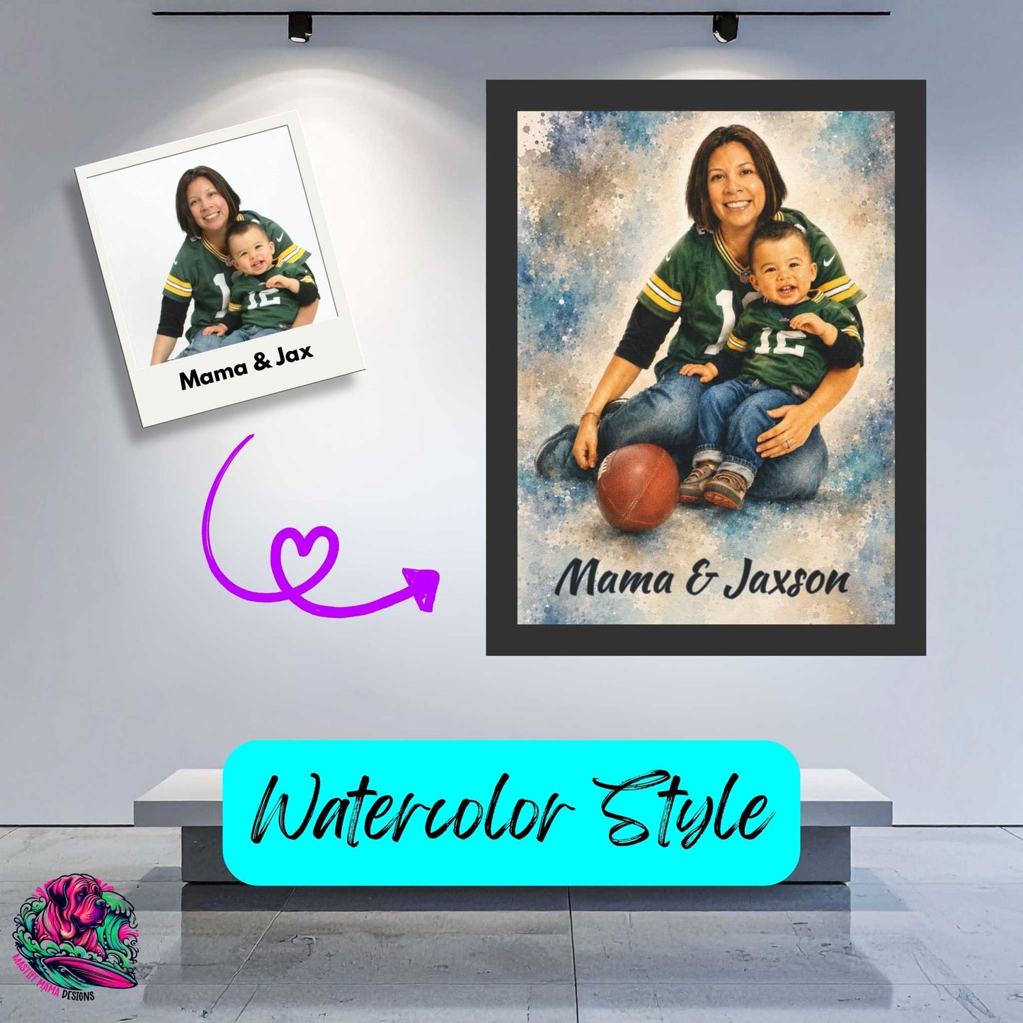 Custom Digital Art Portrait File - Watercolor, Caricature, Doodle Sketch or Memorial Style Personalized Photo Art