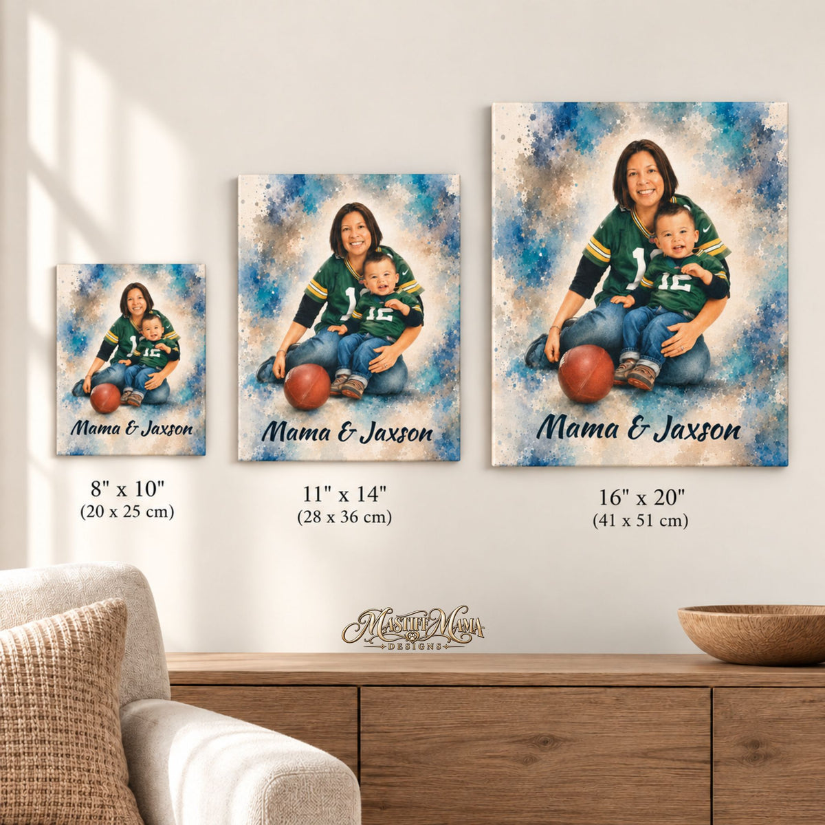 Custom Watercolor Family Photo Wrapped Canvas – Personalized People & Family Wall Art
