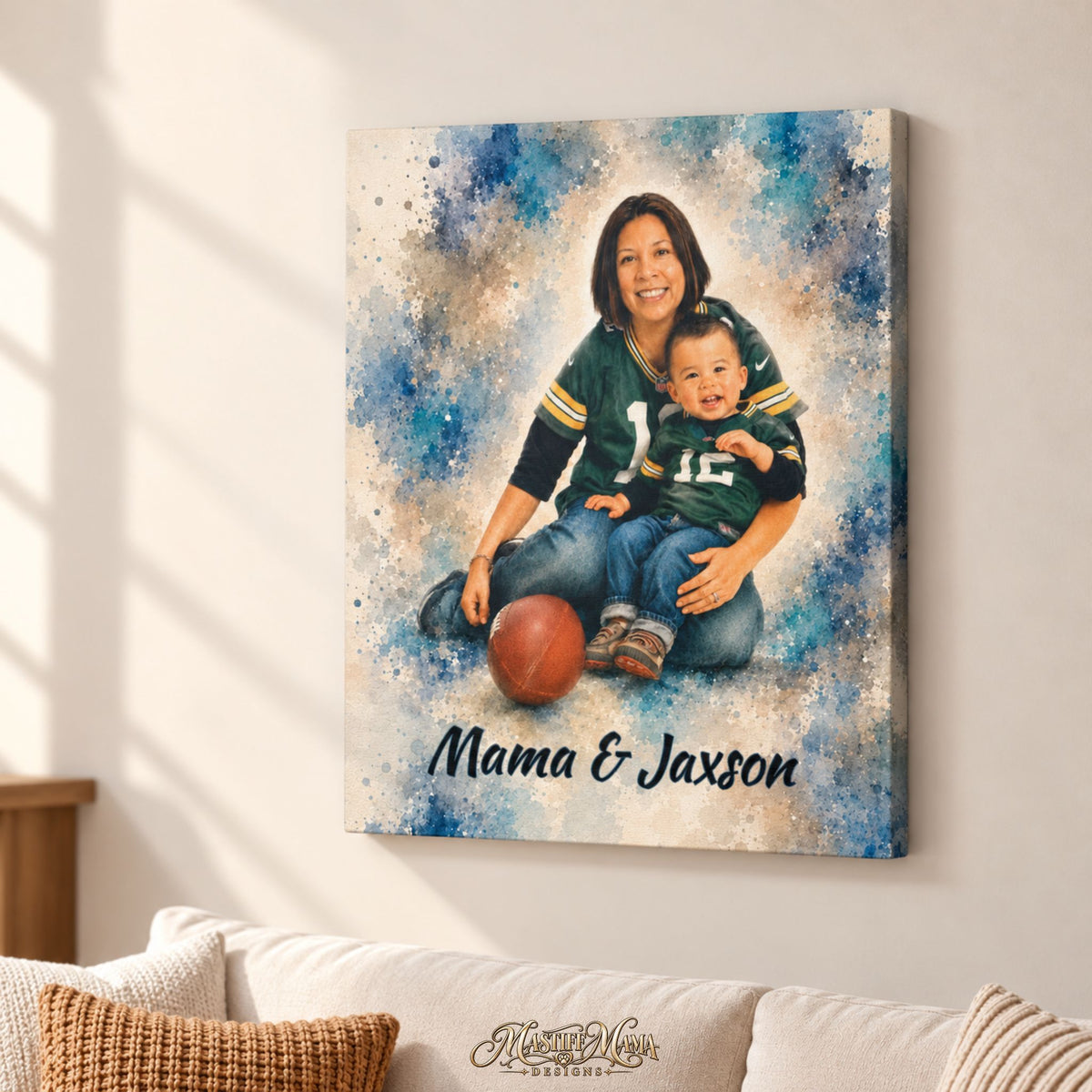 Custom Watercolor Family Photo Wrapped Canvas – Personalized People & Family Wall Art