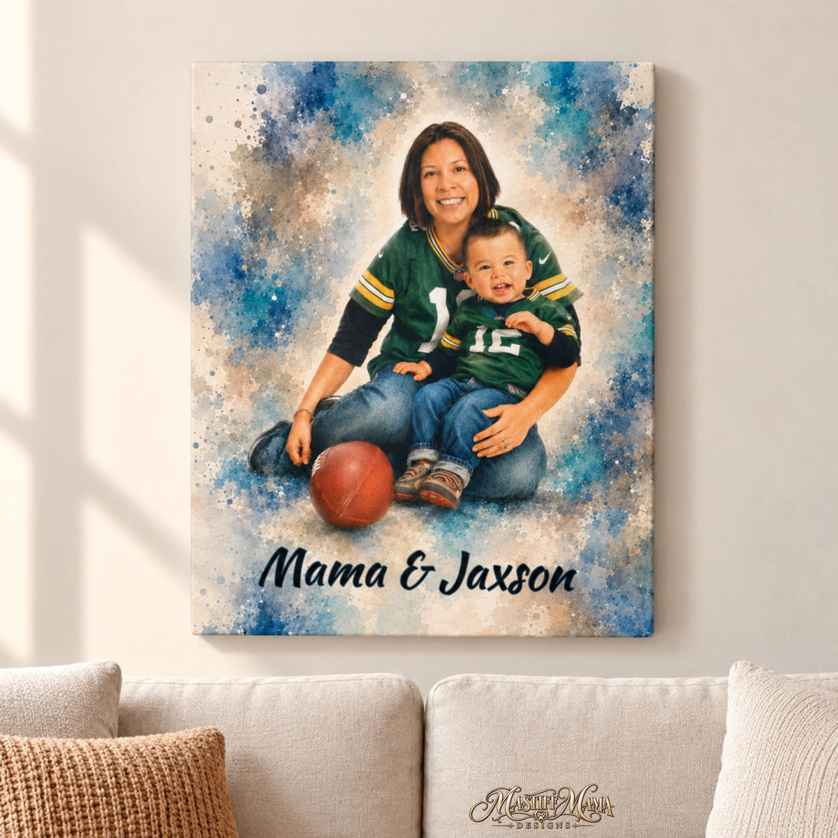 Custom Watercolor Family Photo Wrapped Canvas – Personalized People & Family Wall Art