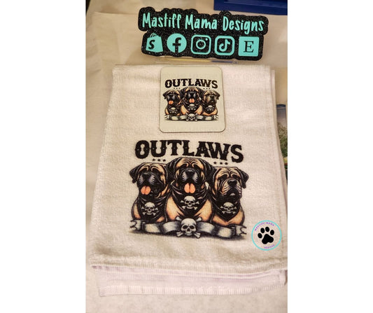 Mastiff Lovers Outlaws Kitchen Towels / Drool Rags - 2 Size Options And 1 or 3 Pack Options