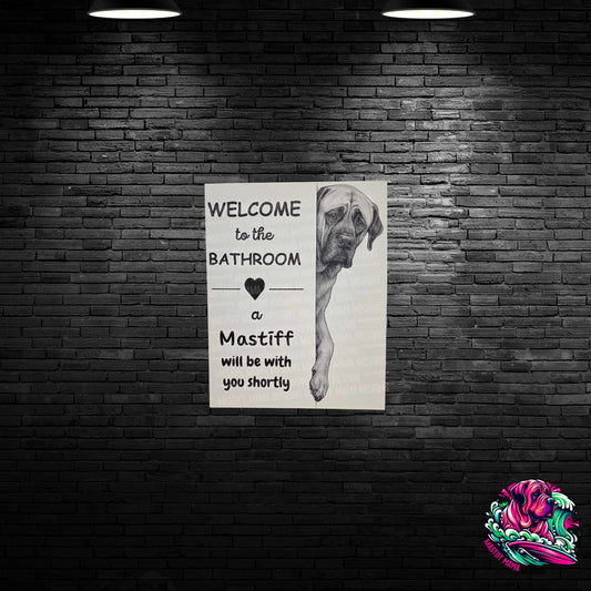 Custom Order Tammy M. Funny Mastiff Welcome Canvas 16x20