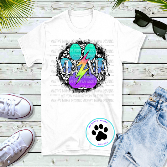 Mama Paw Lightning Bolt Short Sleeve Unisex Shirt - 3 design colors & 2 shirt color options