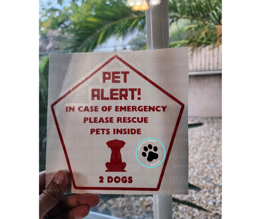 Pet Alert Emergency Decal- 4 pet type options & 2 color options