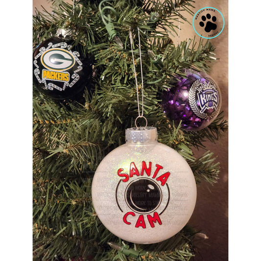 Double Sided UVDTF Santa Cam Flat Style Christmas Glitter Ornament