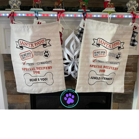 Christmas Santa Paws Pet Gift Bag - Personalized