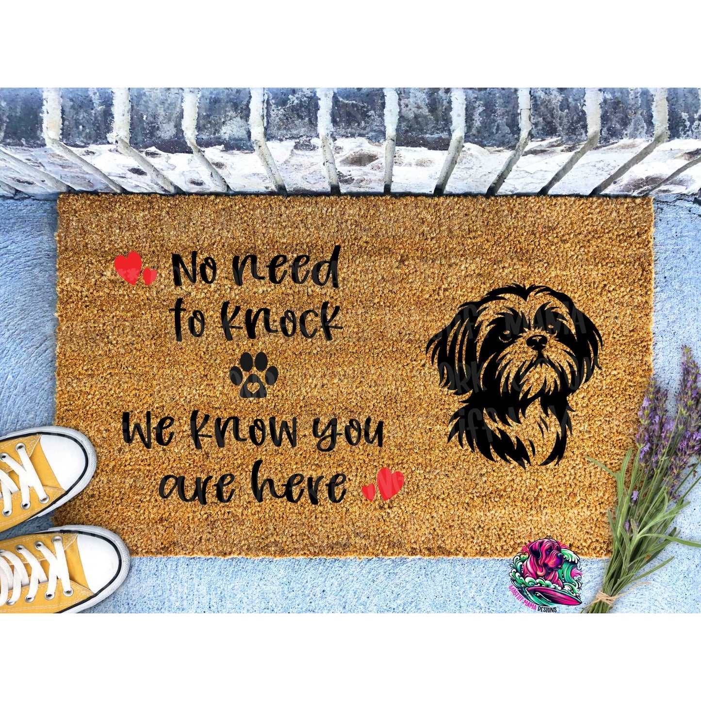 Shih Tzu Dog No Need To Knock We Know You Are Here Hearts And Paw Prints Doormat