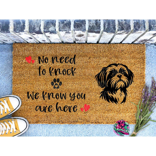 Shih Tzu Dog No Need To Knock We Know You Are Here Hearts And Paw Prints Doormat