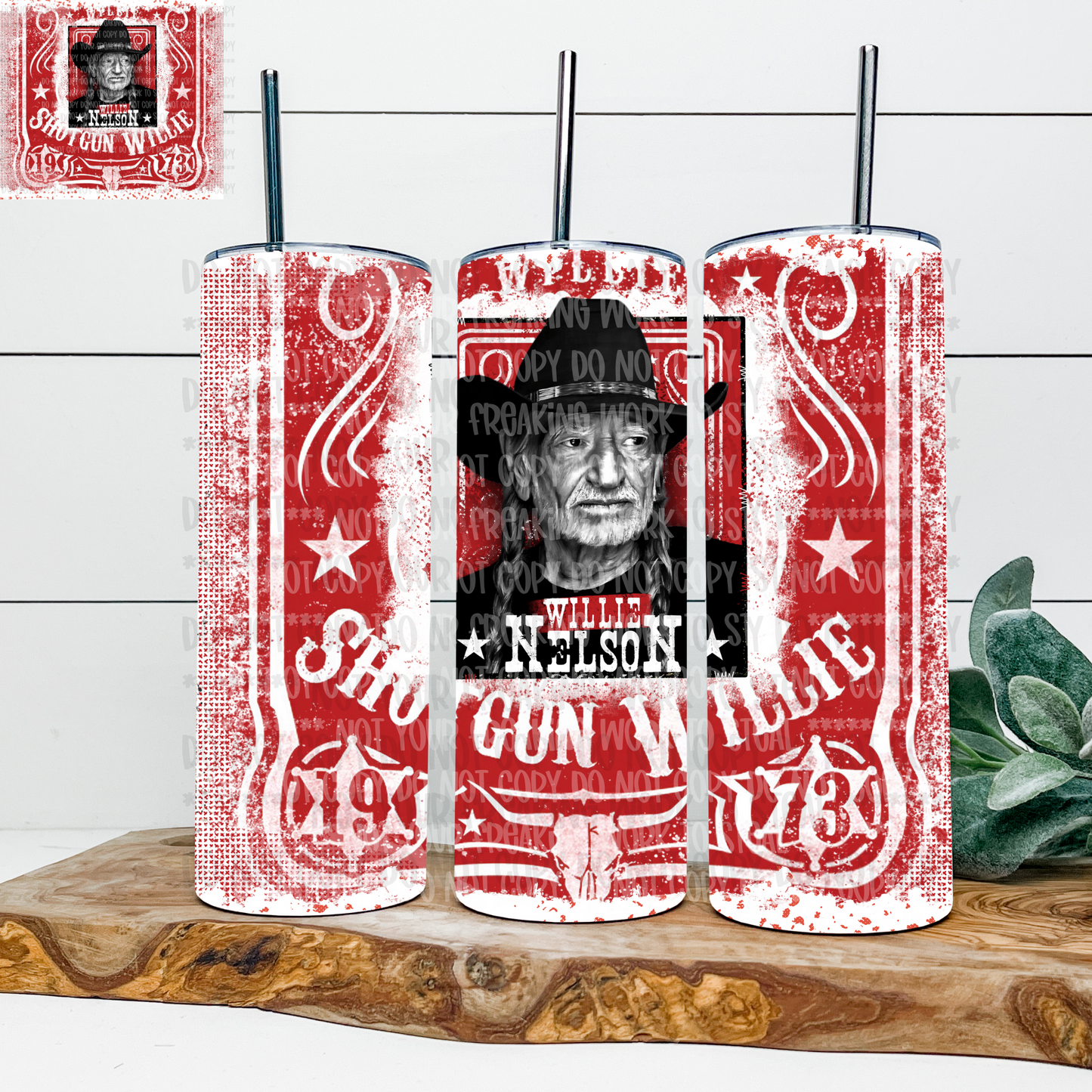 Shotgun Willie N 20 oz Skinny Tumbler - 2 Design Color Options Limited Availability