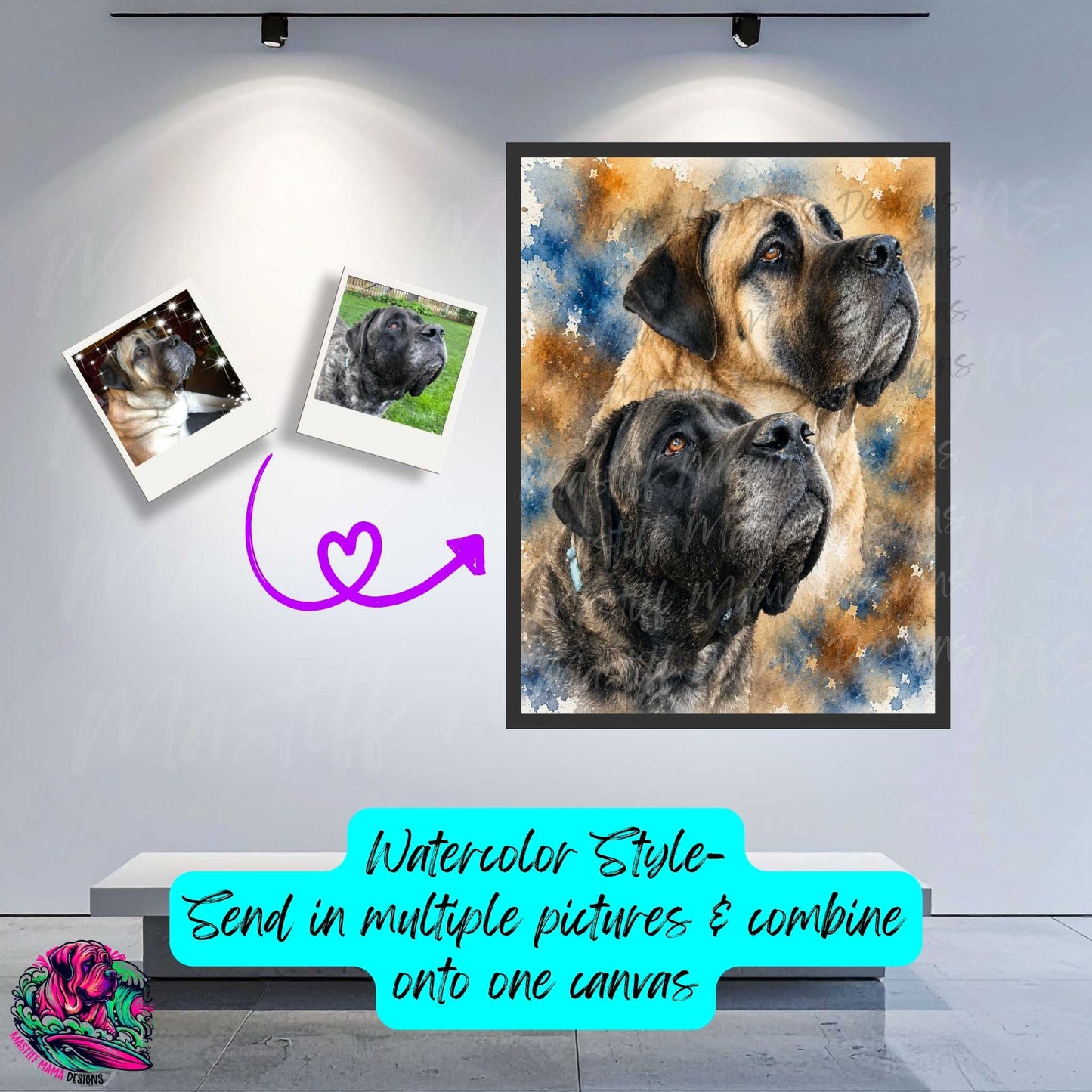 Custom Digital Art Portrait File - Watercolor, Caricature, Doodle Sketch or Memorial Style Personalized Photo Art