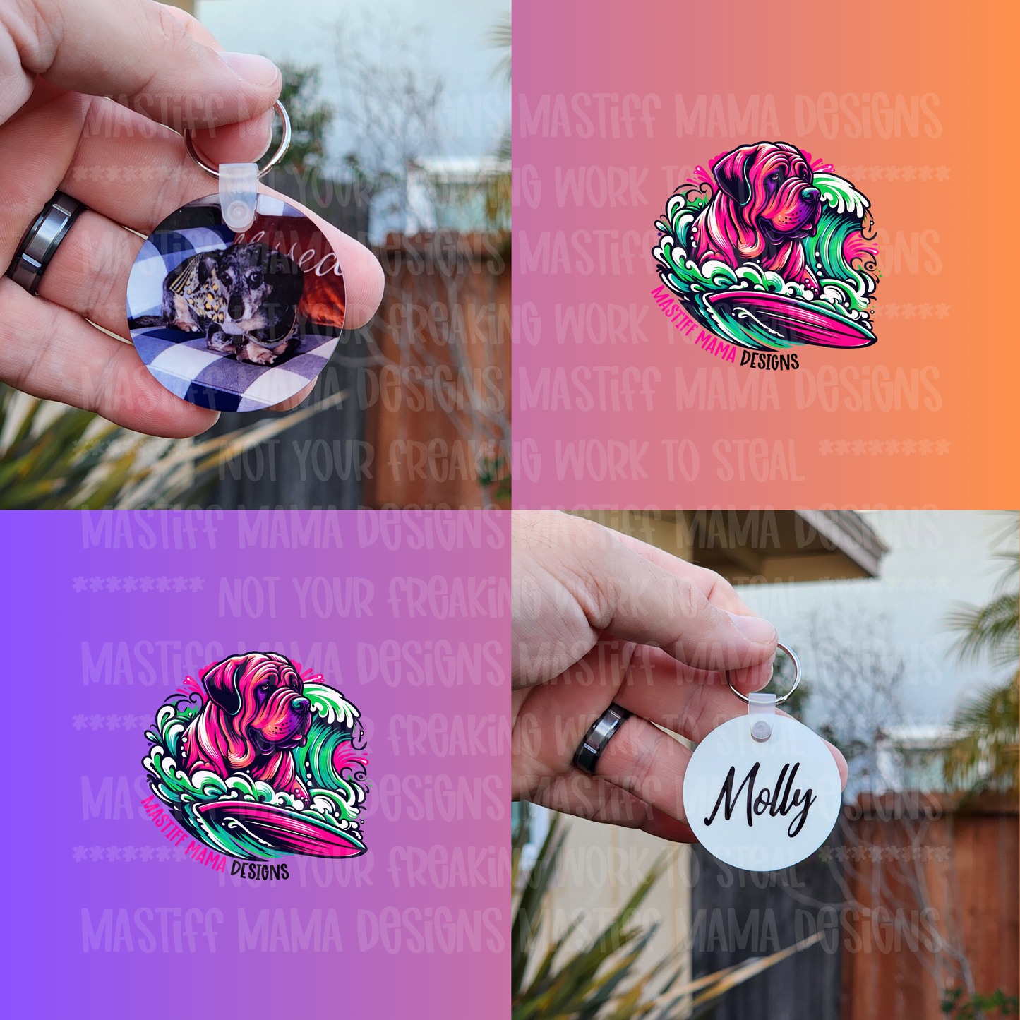 Paw Print Custom Photo Aluminum Keychain with tassel- Double Sided Round - Custom Listing for Tammy M.