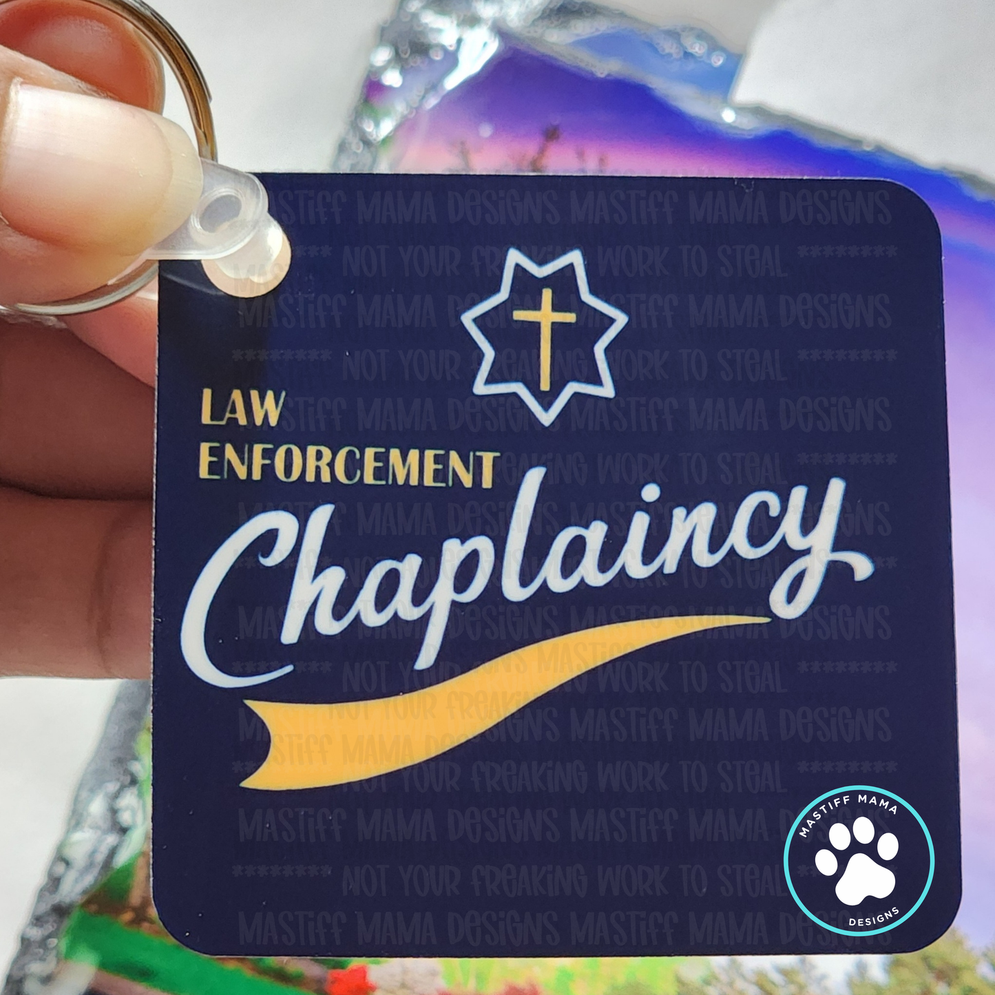Specific Listing Created for Tracie V. Chaplaincy Diamond Aluminum Keychain- Single Sided Only