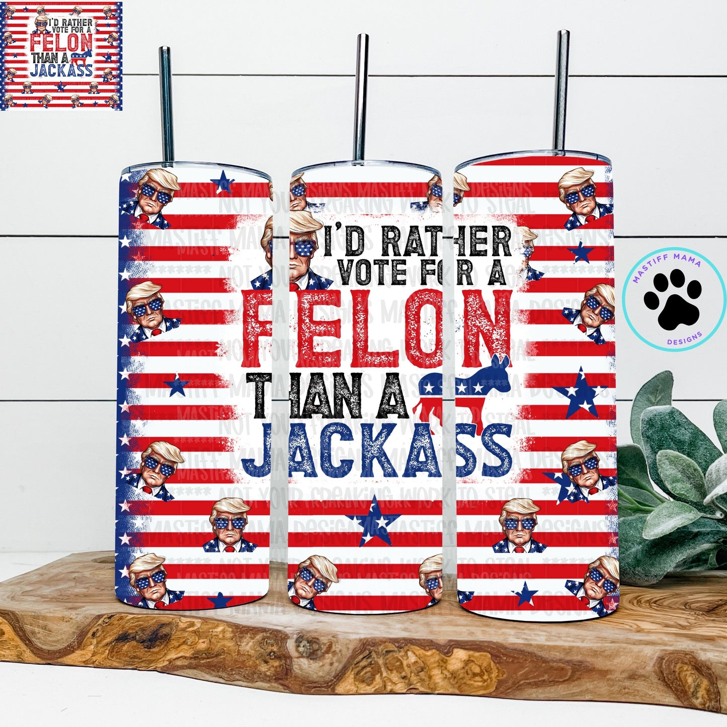 I'd Rather Vote For A Felon Than JA Bundle - 1 Unisex Short Sleeve Shirt 1 20 ounce tumbler 1 sticker
