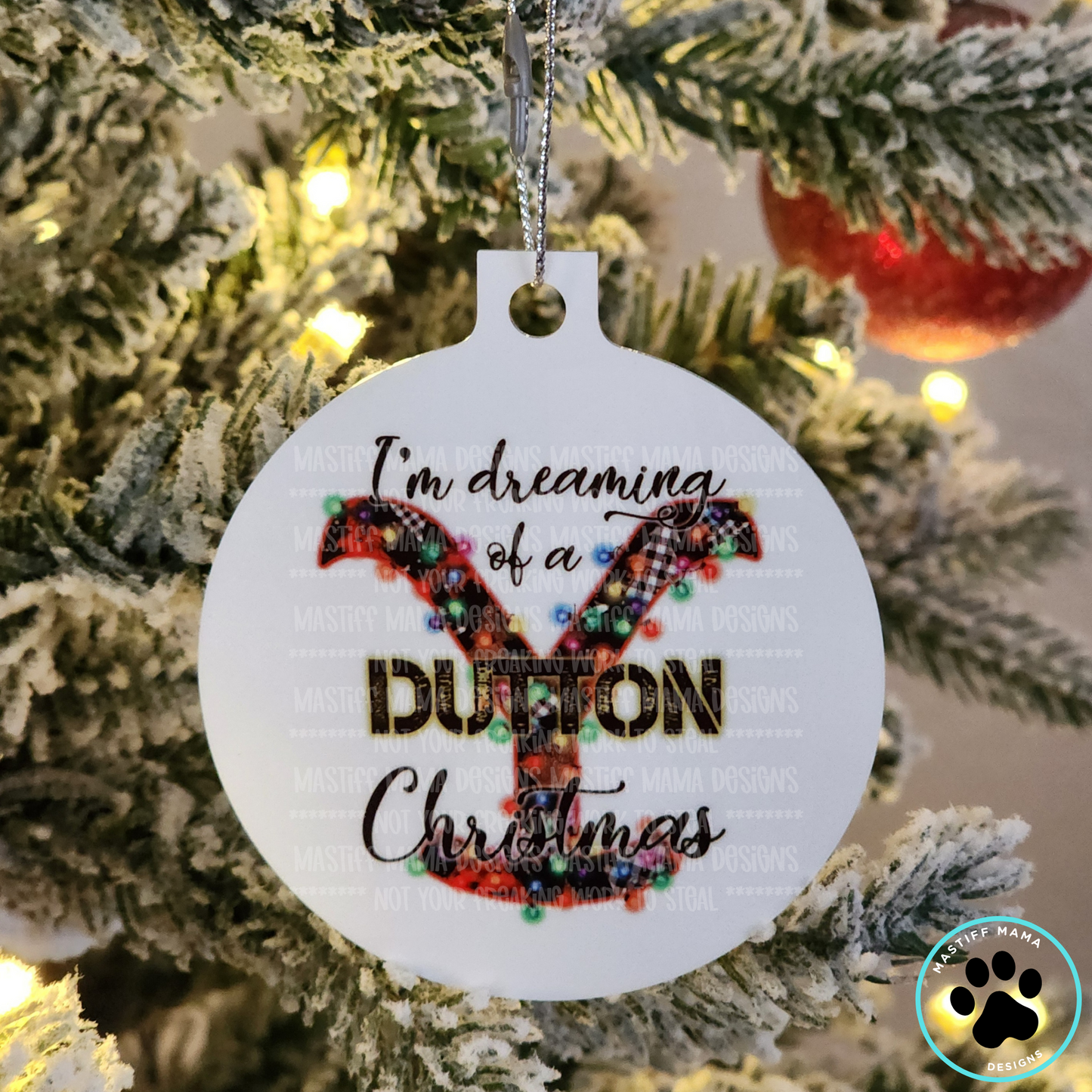Dreaming of a Dutt on Christmas YS White Aluminum Christmas Ornament