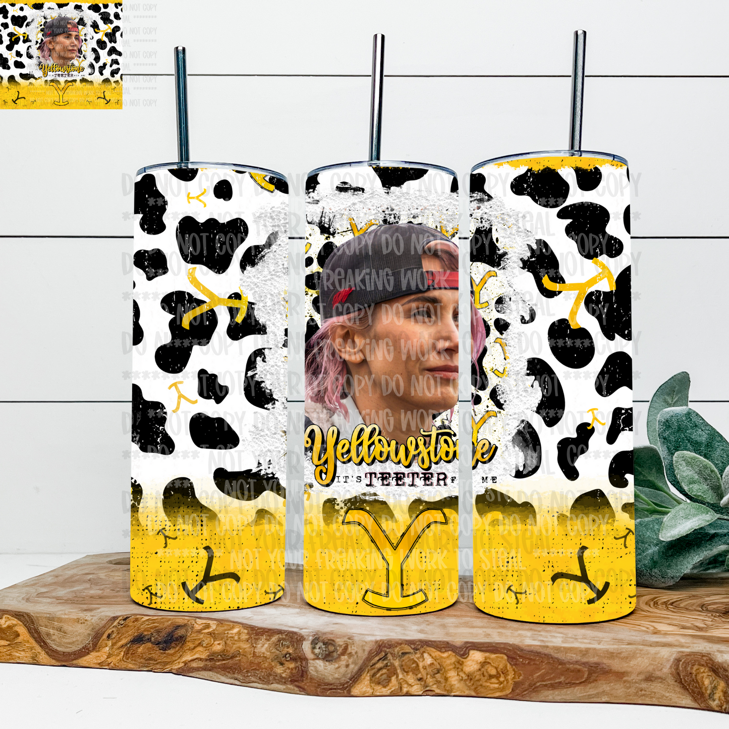 YS Character Cow Print 20 oz Skinny Tumbler - 4 Design Options Limited Availability